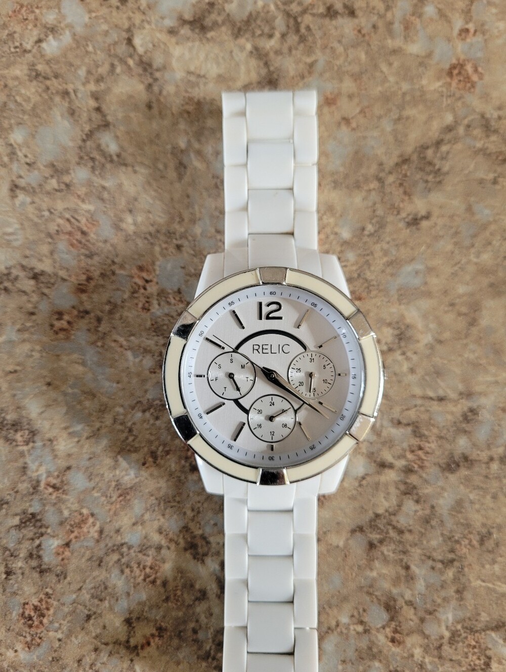 Relic White and Silver Women's Link Watch